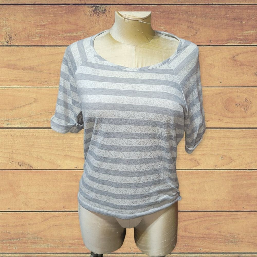 Grey and White Striped Top